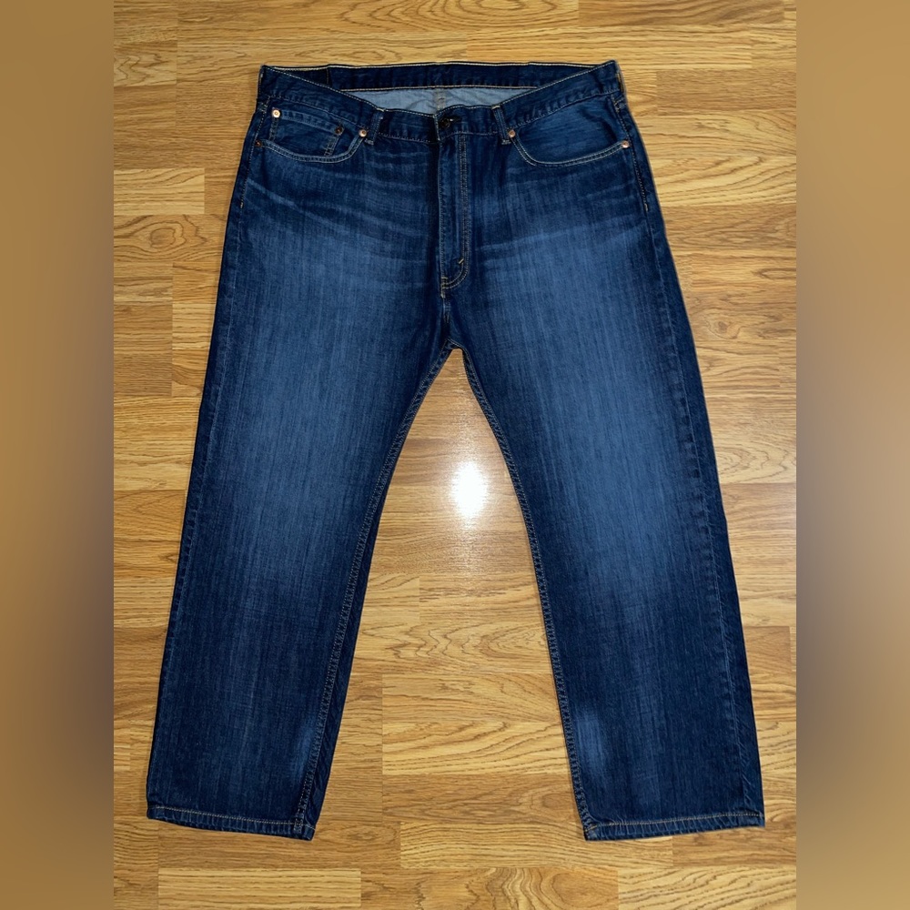 Levi’s 505 Jeans Mens Size 42x30 Regular Fit Straight Denim Dark Wash 2015 EUC